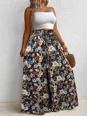 Plus Size Women's Printed Wide Leg Pants