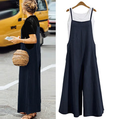 Women's Cotton Linen Wide Leg Jumpsuit
