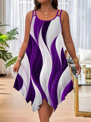 Plus Size Women's Geometric Print Midi Dress