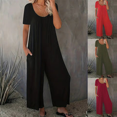 Plus Size Women's Wide Leg Jumpsuit with Pockets