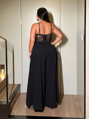 Plus Size Women's Backless Wide Leg Jumpsuit