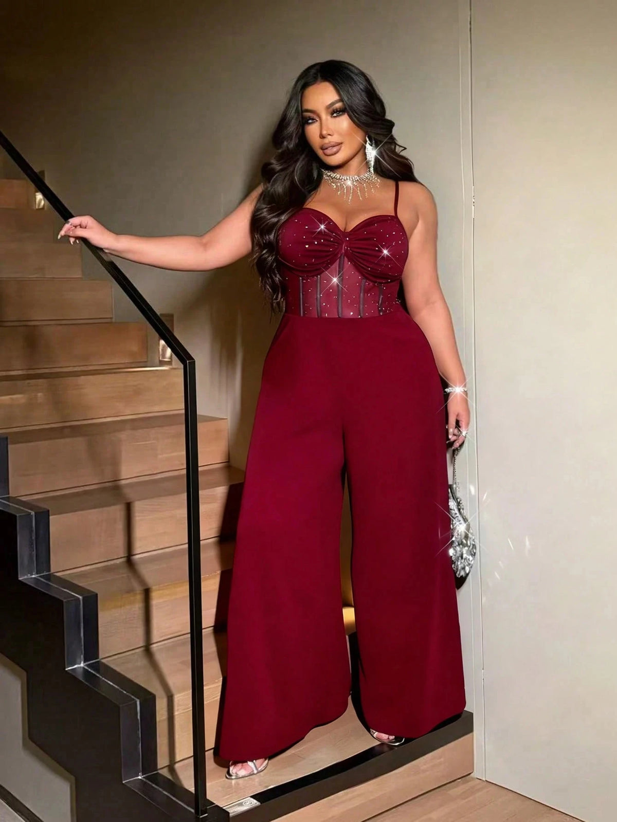 Plus Size Women's Backless Wide Leg Jumpsuit