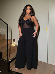 Plus Size Women's Backless Wide Leg Jumpsuit