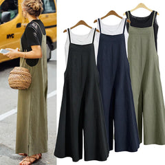 Women's Cotton Linen Wide Leg Jumpsuit