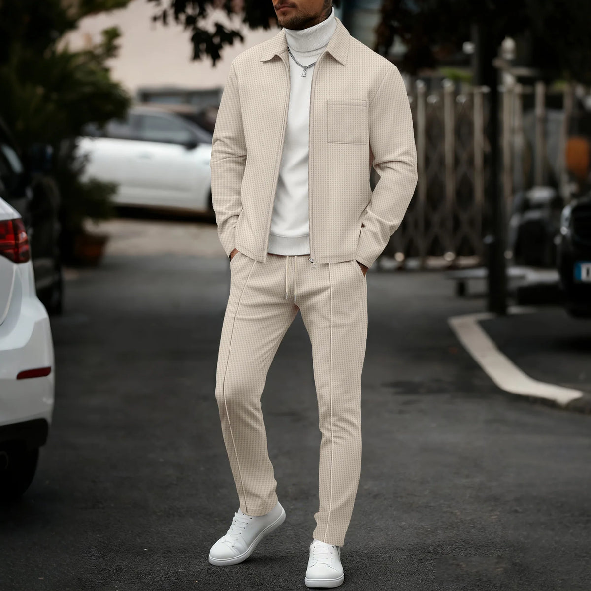Men's Waffle Knit Tracksuit Set