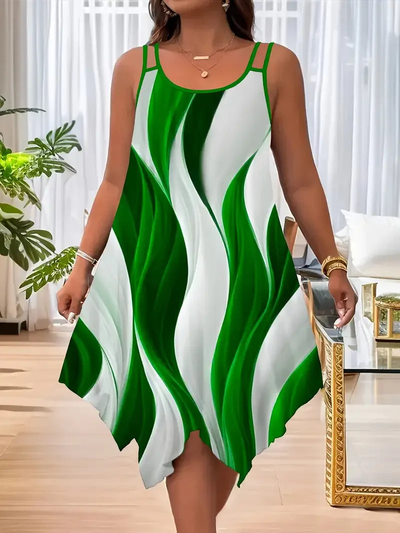 Plus Size Women's Geometric Print Midi Dress