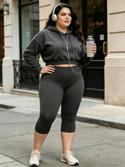 Plus Size Capri Leggings for Women with Pockets