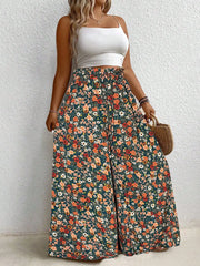 Plus Size Women's Printed Wide Leg Pants