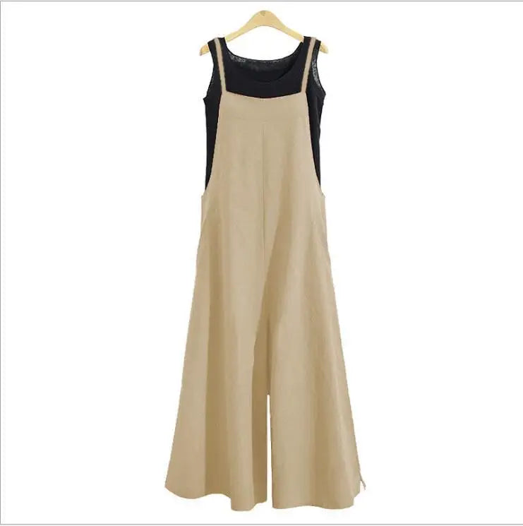 Women's Cotton Linen Wide Leg Jumpsuit