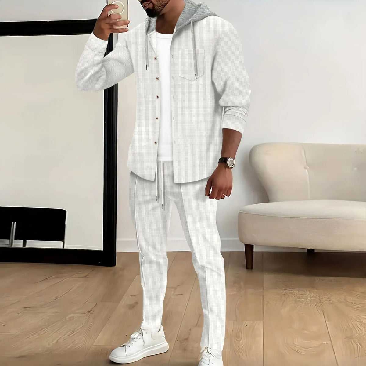 Men's Waffle Knit Tracksuit Set