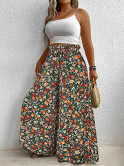 Plus Size Women's Printed Wide Leg Pants