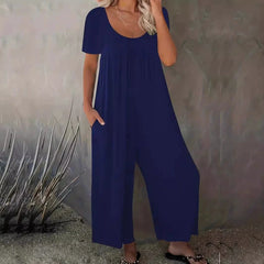 Plus Size Women's Wide Leg Jumpsuit with Pockets
