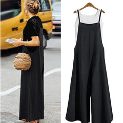Women's Cotton Linen Wide Leg Jumpsuit
