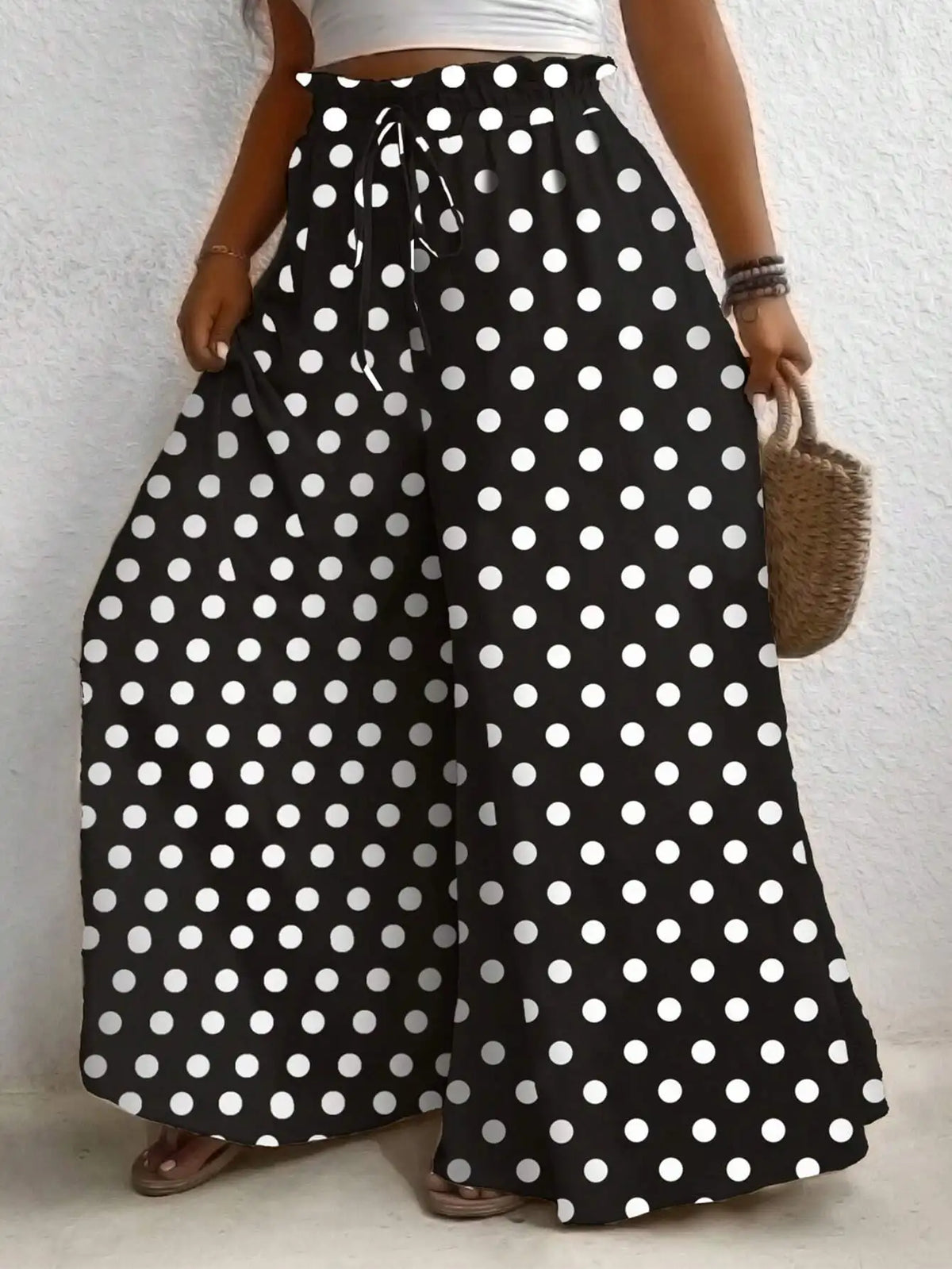 Plus Size Women's Printed Wide Leg Pants