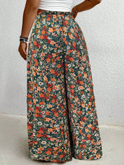 Plus Size Women's Printed Wide Leg Pants
