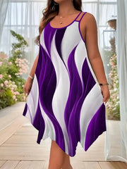 Plus Size Women's Geometric Print Midi Dress