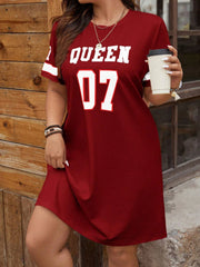 Plus Size Women's Tenniscore Jersey Dress
